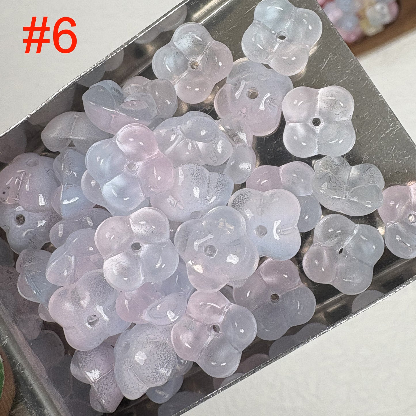 20PCS 10mm Glass Osmanthus Flower Beads, Round Glass Beads for DIY Jewelry Making, Bracelet Necklace Supplies