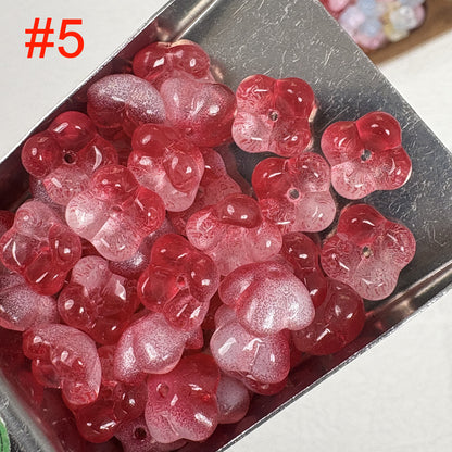 20PCS 10mm Glass Osmanthus Flower Beads, Round Glass Beads for DIY Jewelry Making, Bracelet Necklace Supplies