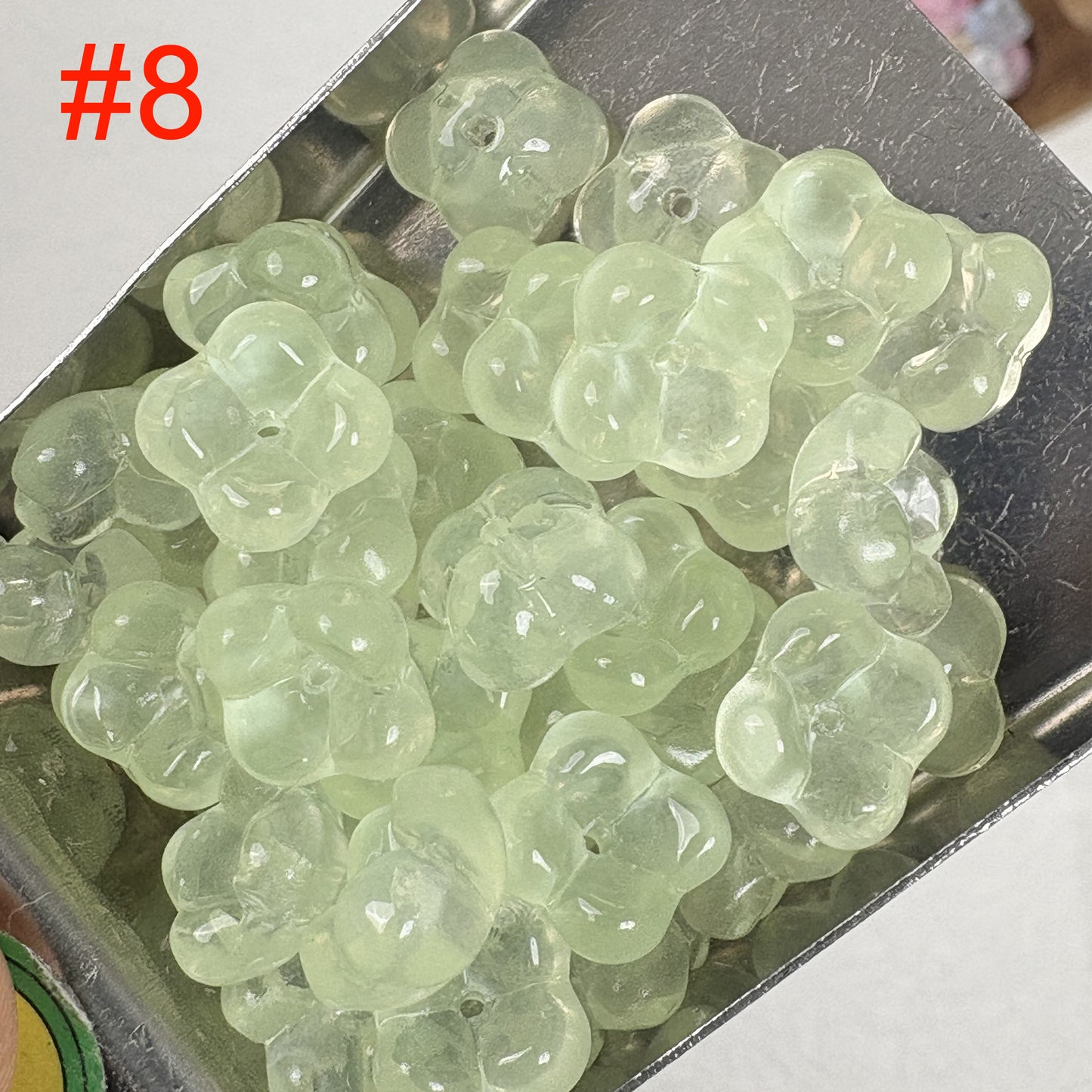 20PCS 10mm Glass Osmanthus Flower Beads, Round Glass Beads for DIY Jewelry Making, Bracelet Necklace Supplies