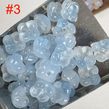 20PCS 10mm Glass Osmanthus Flower Beads, Round Glass Beads for DIY Jewelry Making, Bracelet Necklace Supplies