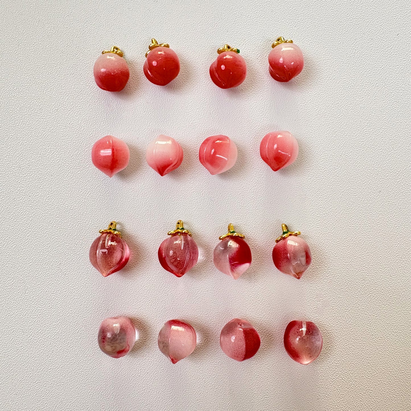 10PCS Cute Glass Peach Beads- DIY Jewelry Making Charms, Craft Supplies