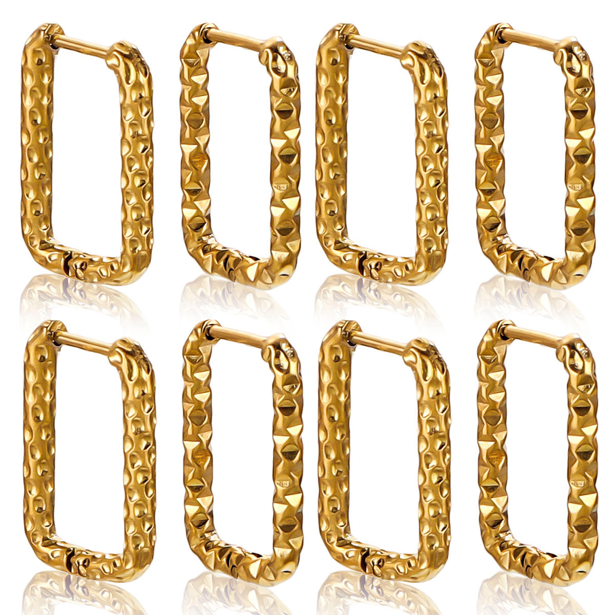 Stainless Steel Rectangular Starry Sky Ear Clips - Shimmering "All-Seeing Stars" Design for Women's Daily Wear