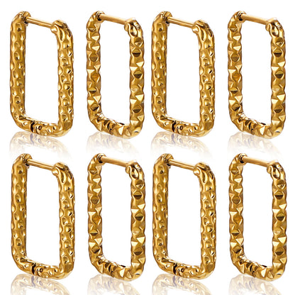 Stainless Steel Rectangular Starry Sky Ear Clips - Shimmering "All-Seeing Stars" Design for Women's Daily Wear