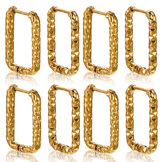 Stainless Steel Rectangular Starry Sky Ear Clips - Shimmering "All-Seeing Stars" Design for Women's Daily Wear