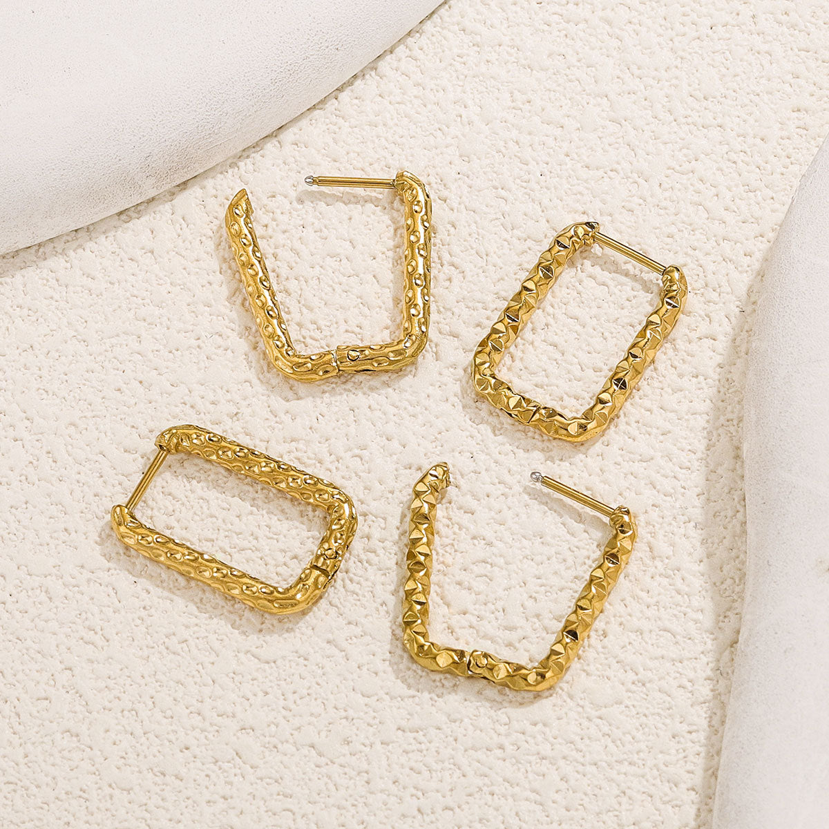 Stainless Steel Rectangular Starry Sky Ear Clips - Shimmering "All-Seeing Stars" Design for Women's Daily Wear