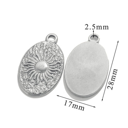 Aesthetic Tarot Sun Star Pendant - 18K Vacuum Gold Plated Stainless Steel, DIY Necklace Jewelry Piece