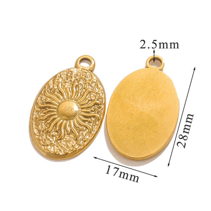Aesthetic Tarot Sun Star Pendant - 18K Vacuum Gold Plated Stainless Steel, DIY Necklace Jewelry Piece