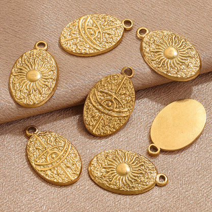 Aesthetic Tarot Sun Star Pendant - 18K Vacuum Gold Plated Stainless Steel, DIY Necklace Jewelry Piece