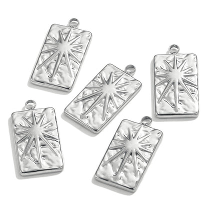Aesthetic Tarot Sun Star Pendant - 18K Vacuum Gold Plated Stainless Steel, DIY Necklace Jewelry Piece