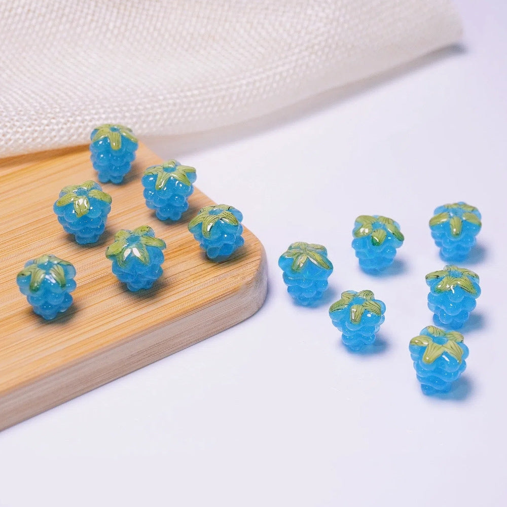 Glass Grape Beads Raspberry Lampwork Charms, Fruit Inspired Spacer Beads, Colorful DIY Jewelry Making Supplies