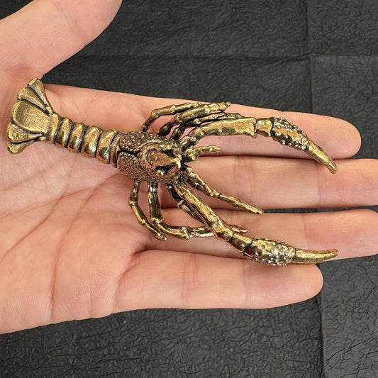 Vintage Brass Lobster Figurine, Retro Brass Lobster Statue, Handmade Metal Animal Decor, Nautical Home Ornament, Collectible Lobster Sculpture