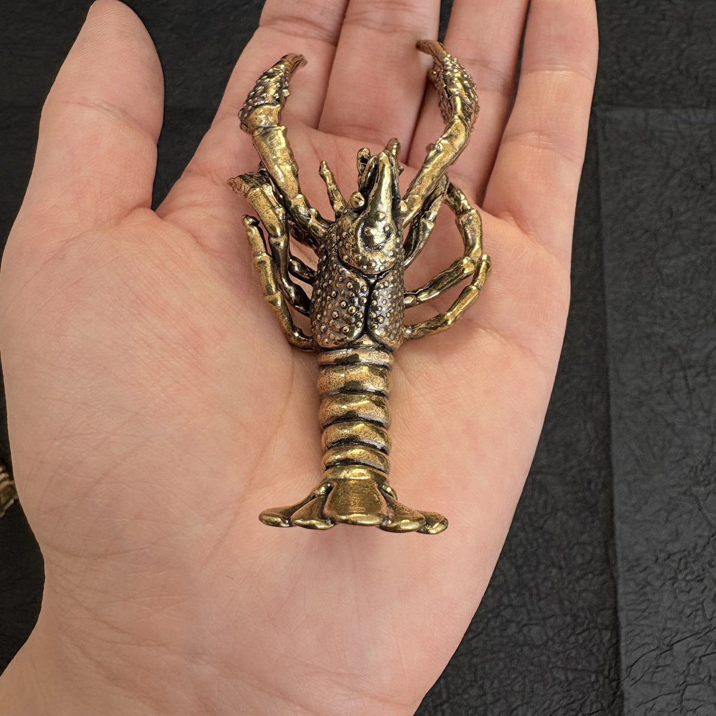 Vintage Brass Lobster Figurine, Retro Brass Lobster Statue, Handmade Metal Animal Decor, Nautical Home Ornament, Collectible Lobster Sculpture