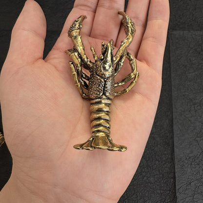 Vintage Brass Lobster Figurine, Retro Brass Lobster Statue, Handmade Metal Animal Decor, Nautical Home Ornament, Collectible Lobster Sculpture
