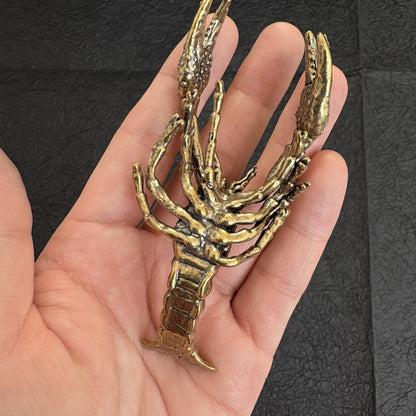 Vintage Brass Lobster Figurine, Retro Brass Lobster Statue, Handmade Metal Animal Decor, Nautical Home Ornament, Collectible Lobster Sculpture