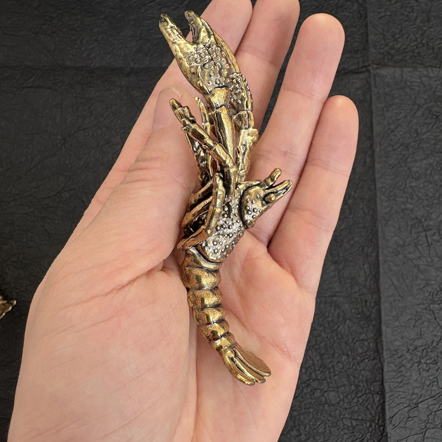 Vintage Brass Lobster Figurine, Retro Brass Lobster Statue, Handmade Metal Animal Decor, Nautical Home Ornament, Collectible Lobster Sculpture