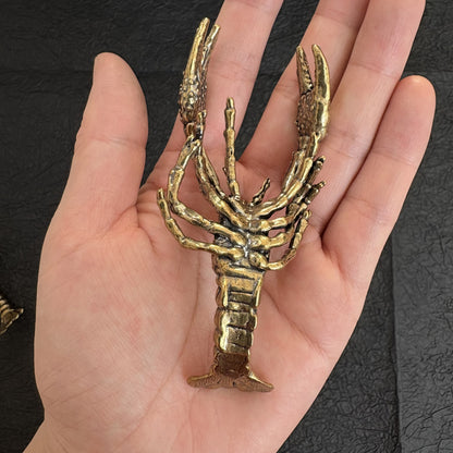Vintage Brass Lobster Figurine, Retro Brass Lobster Statue, Handmade Metal Animal Decor, Nautical Home Ornament, Collectible Lobster Sculpture
