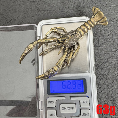 Vintage Brass Lobster Figurine, Retro Brass Lobster Statue, Handmade Metal Animal Decor, Nautical Home Ornament, Collectible Lobster Sculpture