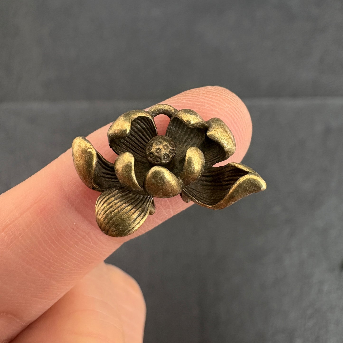 6PCS Vintage Bronze Lotus Charms | Handmade Boho Floral Jewelry Making Findings