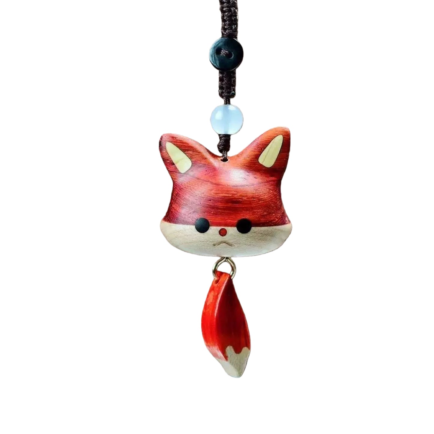 Handcrafted Wooden Fox Keychain, Cute Carved Fox Charm with Movable Tail, Animal Bag Key Ring, Gift for Her