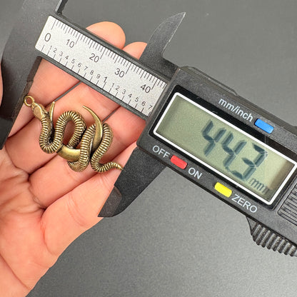 Vintage Brass Moon Snake Charm, Serpent Pendant for DIY Jewelry Making