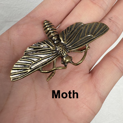 Vintage Brass Dragonfly Butterfly Bee Moth Figurines, Retro Insect Ornaments, Brass Animal Decor, Home Desk Decoration, Collectible Gifts
