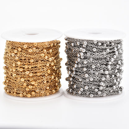 1 Meter Stainless Steel O Shape Chain with Beads - Ideal DIY Jewelry Chain for Necklaces and Bracelets