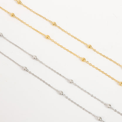 1 Meter Stainless Steel O Shape Chain with Beads - Ideal DIY Jewelry Chain for Necklaces and Bracelets