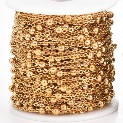 1 Meter Stainless Steel O Shape Chain with Beads - Ideal DIY Jewelry Chain for Necklaces and Bracelets