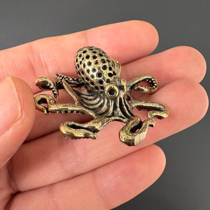 Vintage Brass Octopus Figurine, Steampunk Nautical Decor, Marine Animal Ornament, Home Desk Accent