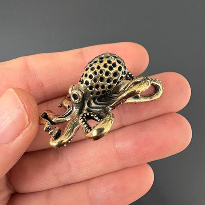 Vintage Brass Octopus Figurine, Steampunk Nautical Decor, Marine Animal Ornament, Home Desk Accent