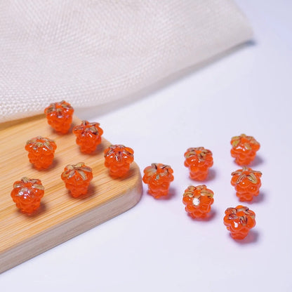 Glass Grape Beads Raspberry Lampwork Charms, Fruit Inspired Spacer Beads, Colorful DIY Jewelry Making Supplies