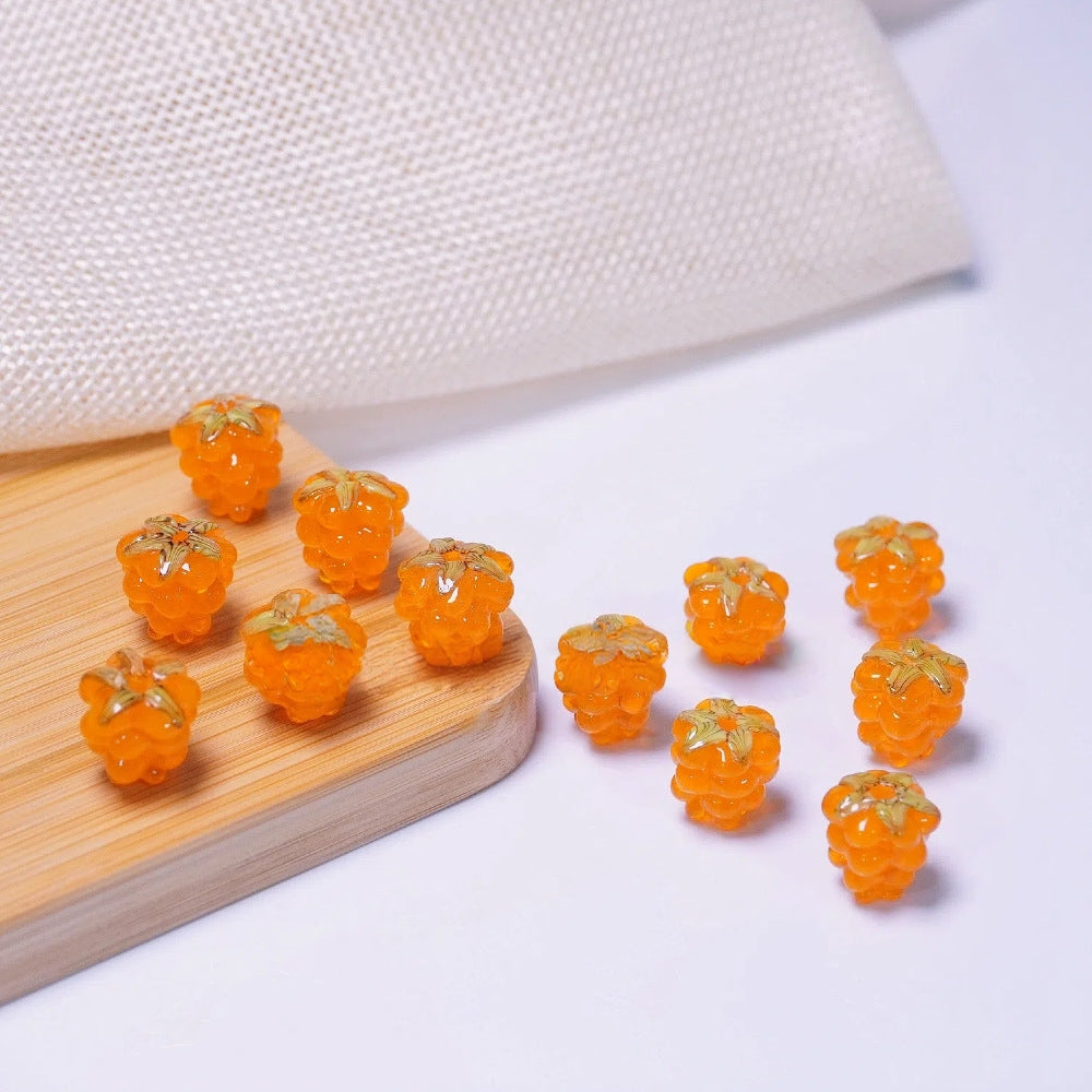 Glass Grape Beads Raspberry Lampwork Charms, Fruit Inspired Spacer Beads, Colorful DIY Jewelry Making Supplies