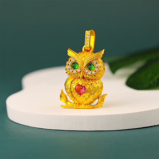 Exquisite 24K Gold Plated Owl Charm, Lucky Owl Pendant, DIY Jewelry Accessory for Necklaces