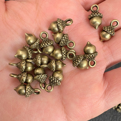 20PCS Bronze Acorn Charms, Acorn Pendants for Necklaces Bracelets Earrings, DIY Jewelry Making Supplies