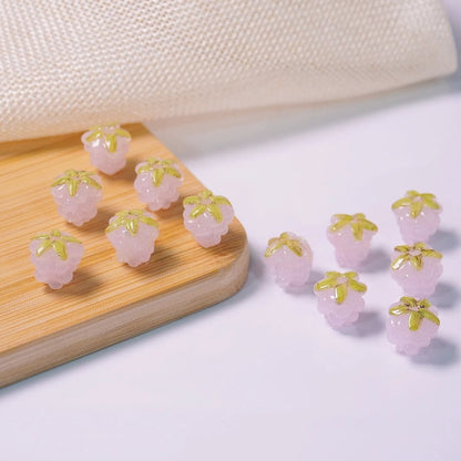 Glass Grape Beads Raspberry Lampwork Charms, Fruit Inspired Spacer Beads, Colorful DIY Jewelry Making Supplies