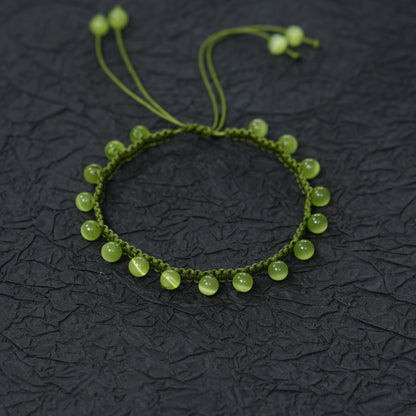 Handmade Green Cat Eye Grape Bracelet