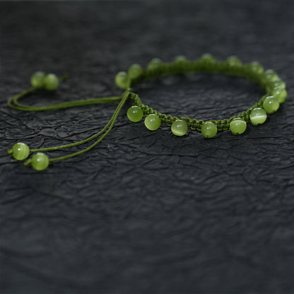 Handmade Green Cat Eye Grape Bracelet