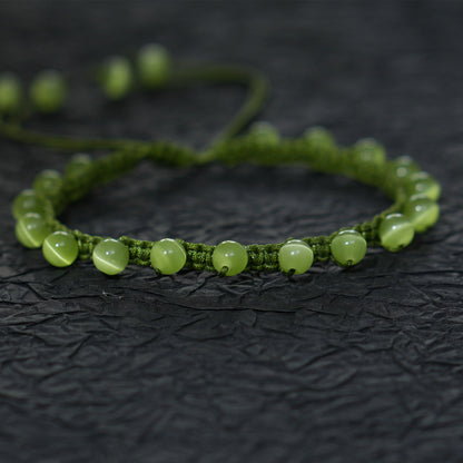 Handmade Green Cat Eye Grape Bracelet