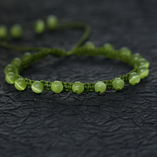 Handmade Green Cat Eye Grape Bracelet