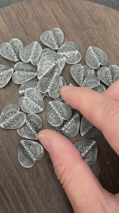 10PCS Antique Silver Engraved Heart Beads, Ethnic Tribal Charms for DIY Jewelry Making