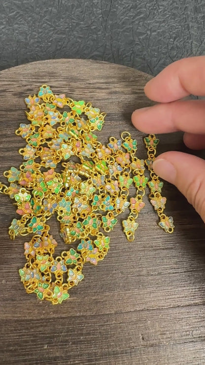 18K Gold Plated Enamel Butterfly Extender Chain, Color Drip Link Connector, DIY Jewelry Making Supply