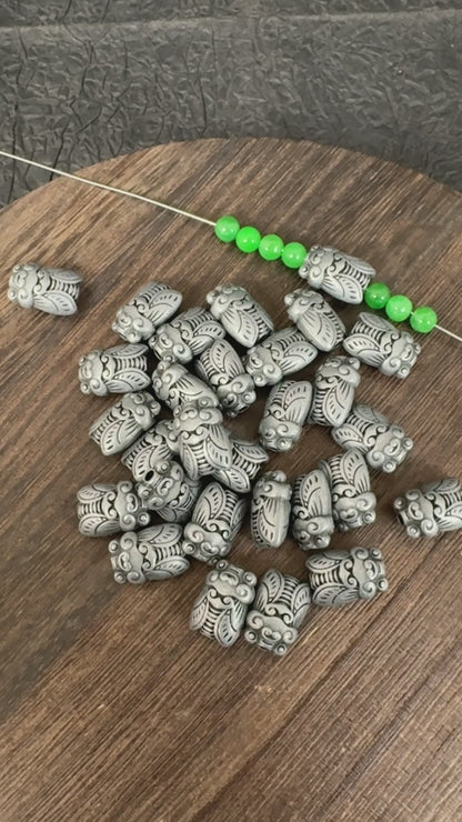 6PCS Antique Silver Large Hole Cicada Spacer Beads