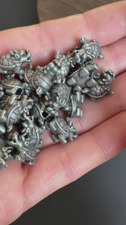 6PCS Vintage Brass Dragon Turtle Spacer Beads, Mythical Feng Shui Lucky Charm, Jewelry Making Supply