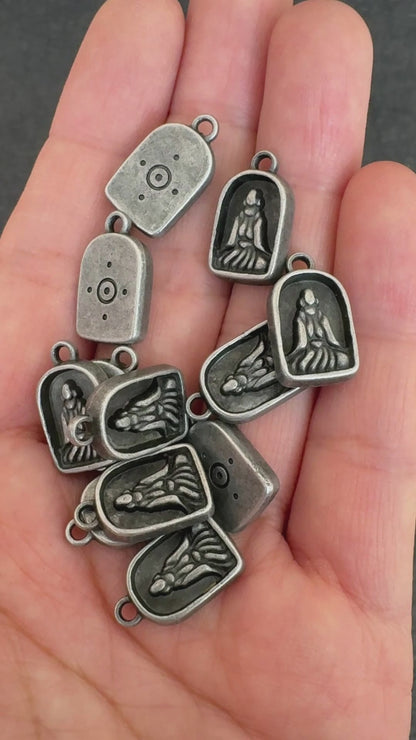 4PCS Vintage Tibetan Medicine Buddha Pendants - Handmade Ethnic Amulet Charm