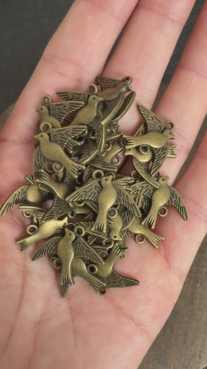 20PCS Antique Bronze Swallow Bird Connector Charms, Vintage Dove Link Pendants for Jewelry Making