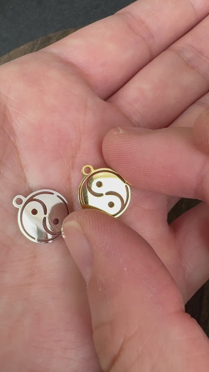 4PCS 12mm Stainless Steel Yin Yang Tai Chi Pendant, Spiritual Jewelry Charm