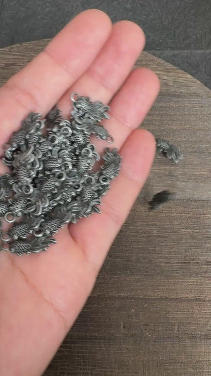 20PCS Antique Silver Goldfish Charms, Vintage Metal Koi Fish Pendants for Jewelry Making