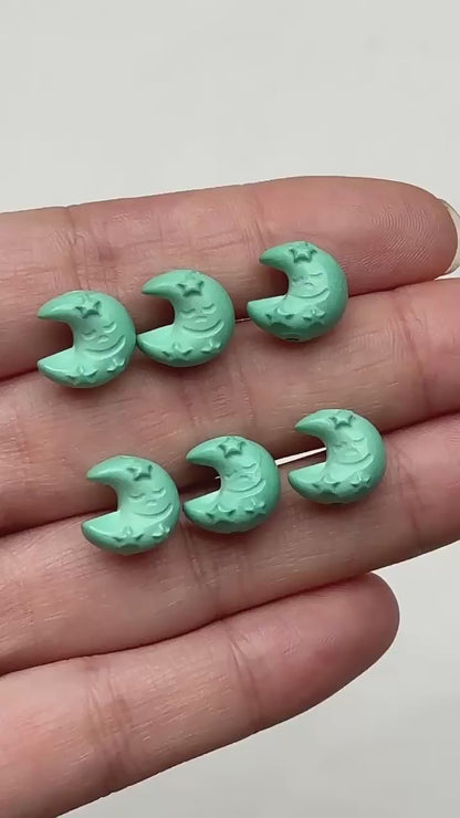 11*12mm Magnesite Turquoise Moon Beads - Loose Cloud-Backed Gemstone Beads for Jewelry Making