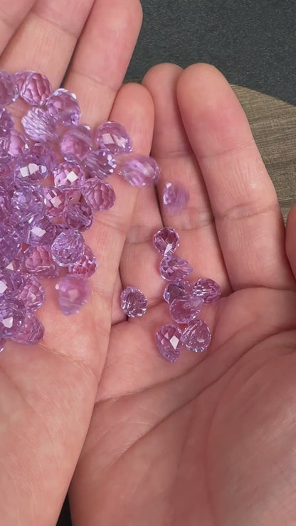 40PCS Purple Faceted Teardrop Glass Beads, 8x10mm for Jewelry Making