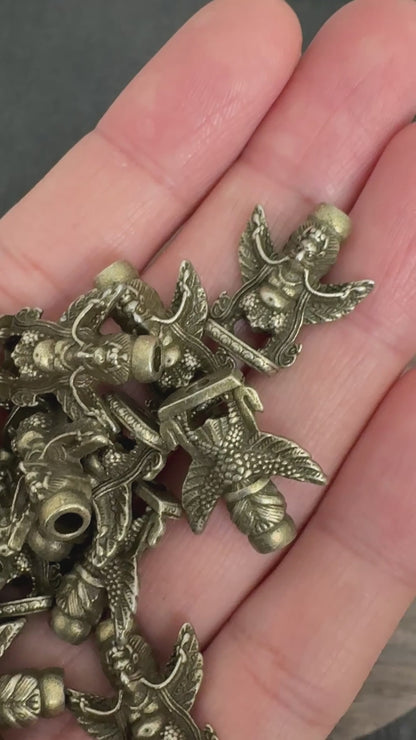 6PCS Vintage Bronze Garuda beads, Tibetan Buddhist Amulet